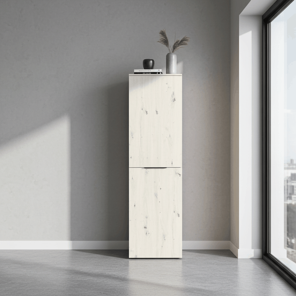 Parelwitte single deur kledingkast van hoogwaardig hout voor kleine slaapkamers