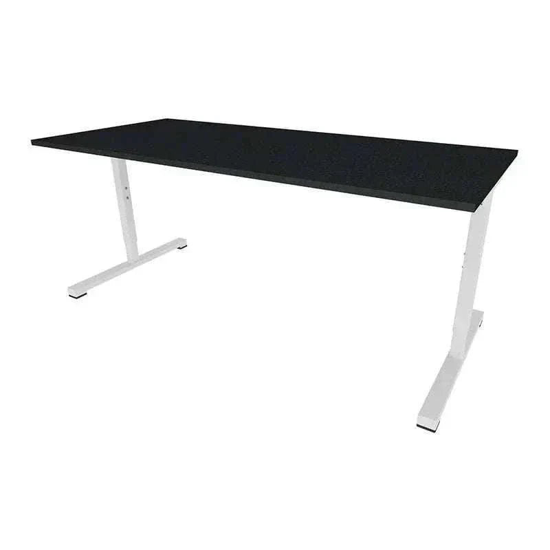 modern tafel met zwart blad en stevige metalen poten voor thuiswerken en kantoor gebruik