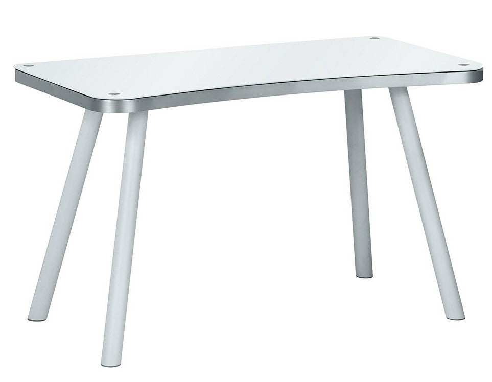 modern small white table with sleek design for living room, kitchen, or terrace use